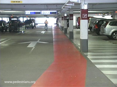 Bike path through parking garage
