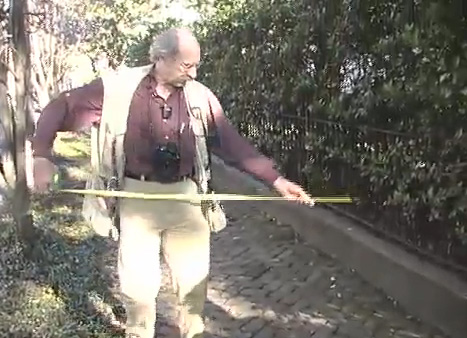 Dan Burden demonstrating walking audit methods.