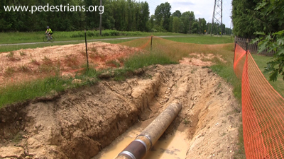 photo - trail along trolley line and pipeline.