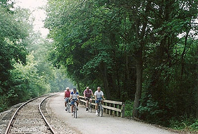 photo - bicyclists on Heritage Rail Trail